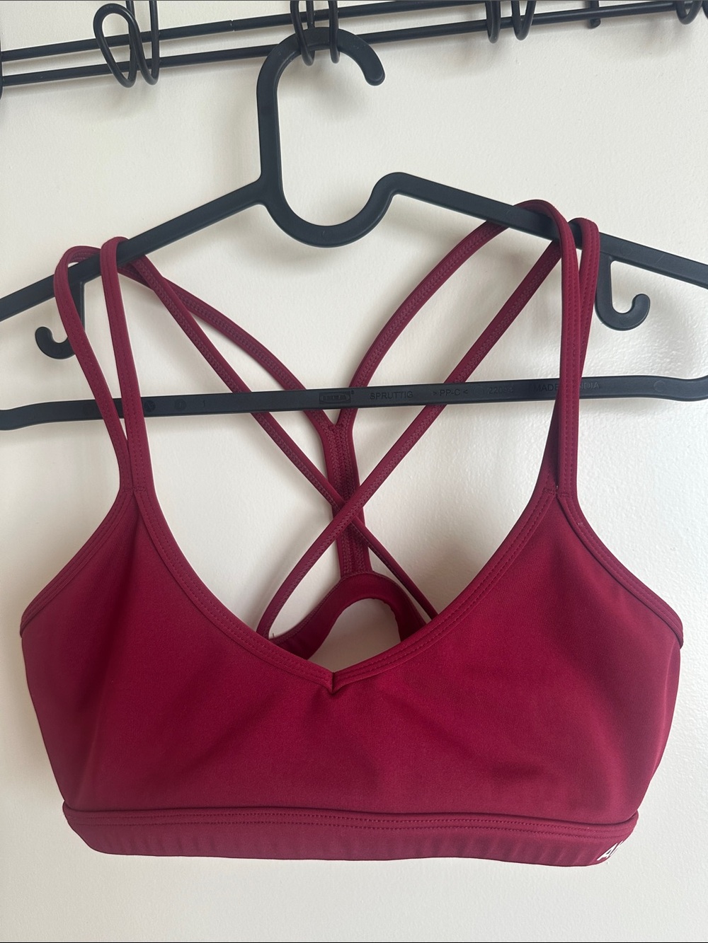 AYBL Strappy Cross-Back Sports Bra in Burgundy